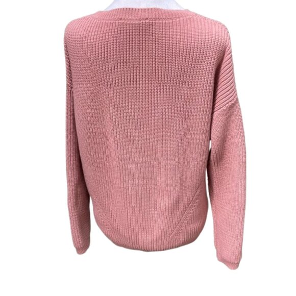Ann Taylor Cable Knit LS Cotton Blend Crew Neck, Rose Pink Sweater, EUC,sz Large - Picture 6 of 11